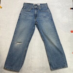 Levi's 569 Loose Straight Jeans Women's 14 Blue Denim Distressed Classic - 27x27